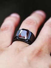 ieftine Bijuterii pentru bărbați-Inel bărbătesc negru din aliaj cu piatră prețioasă pătrată neagră – inel elegant și elegant pentru ținute casual și de seară