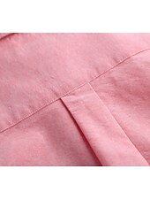 economico Camicie-Camicia da donna in 100% cotone, tinta unita, stile bohémien, vintage, da giorno, a maniche lunghe, con colletto, da giorno, per le feste, con tasca, bianca, rosa, rossa, blu, viola, primavera,