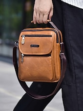 olcso Férfitáskák-Férfi vízálló műbőr crossbody táska több zsebes kialakítással – laza utazó válltáska napi ingázáshoz, munkába vagy hétvégi kirándulásokhoz