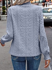 tanie Gładkie bluzki damskie-Damskie Pullover Równina Moda miejska Codzienny Wygodny Długi rękaw Wysoki Zwykłe topy Ulica Święto Wyjściowe Niebieski Zielony Beżowy Jesień