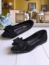 abordables Ballerines femme-ballerines en daim vert pour femmes avec gros nœud - ballerines chics et confortables pour une tenue décontractée et de jour