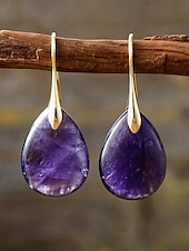 abordables Boucle d&amp;#39;oreille pour femme-Boucles d&#039;oreilles en pierre naturelle en forme de larme pour femmes avec crochet en or - bijoux élégants faits à la main pour femmes pour vêtements décontractés, cadeaux et vêtements de style bohème