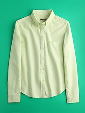 economico Camicie-Camicia da donna in 100% cotone, tinta unita, stile bohémien, vintage, da giorno, a maniche lunghe, con colletto, da giorno, per le feste, con tasca, bianca, rosa, rossa, blu, viola, primavera,