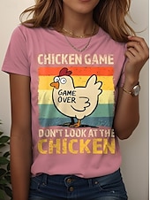 ieftine Umor &amp; Citate tricou-ziua Recunoștinței Pentru femei Tricou Grafic Animal Cocoș Epocă Stilat Clasic Manșon scurt Stil Nautic Rotund Topuri obișnuite Zilnic Sfârșit de săptămână Imprimeu Negru Alb Roz Îmbujorat Albastru