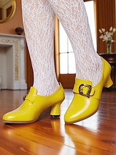 billige 1920-tallet-Retro brune damesko med imitert skinn – pumps inspirert av 1930-tallet for elegant kontorantrekk og antrekk i vintagestil