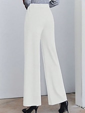 economico gamba larga e vita alta-Per donna Gamba larga Pantaloni Eleganti Moda Streetwear Lunghezza intera Naturale Semplice Elastico in vita Confortevole Affari Lavoro Formale Nero Bianco Autunno Vestibilità regolare