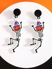 billige Halloween-tilbehør-Halloween-øredobber i akryl til dame – lett spøkelseshatt, gresskarhatt og heksehatt &amp;Skjelettdesign for tenåringer og voksne, perfekt for Halloween-kostymer og festtilbehør
