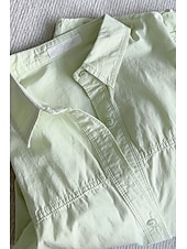 billige Skjorter-dameskjorte i 100 % bomull ensfarget elegant hverdag stilig langermet skjortekrage vanlig topper arbeid daglig ferie hvit gul rosa blå grønn vår, høst, vinter, sommer