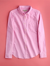 economico Camicie-Camicia da donna in 100% cotone, tinta unita, stile bohémien, vintage, da giorno, a maniche lunghe, con colletto, da giorno, per le feste, con tasca, bianca, rosa, rossa, blu, viola, primavera,