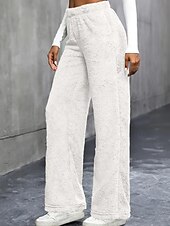 economico gamba larga e vita alta-Per donna Gamba larga Pantaloni Eleganti Streetwear Casual Lunghezza intera Naturale Semplice Elastico in vita Confortevole Ferie Uscire Weekend Grigio Nero Bianco Cachi Autunno Vestibilità regolare