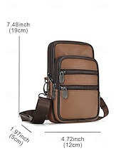 ieftine Genți de Băieți-Geantă de umăr crossbody din piele pentru bărbați, cu design multi-buzunare, geantă mică de călătorie și geantă de talie pentru uz zilnic casual și activități în aer liber