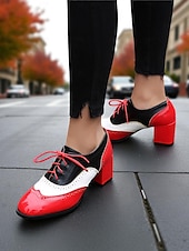 preiswerte 1950er Jahre-Zweifarbige Oxford-Schuhe mit Blockabsatz für Damen – Retro-Schnürschuhe in Mintgrün und Metallic für den Streetstyle im 50er-Jahre-Stil, Alltagsoutfits und legere Anlässe