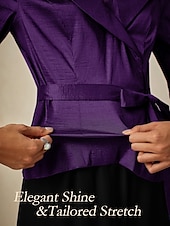 billige Dressy topper-Dame Bluse Kveldstopper Helfarge عادي Elegant metallic Stilfull 3/4 ermer V-hals Vanlige topper Bryllupsgjest Aftenselskap Semi-formelt knyte foran Aubergine Vår, Høst, Vinter, Sommer