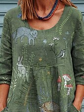 abordables Robes Floraux Imprimés-Femmes Robe Midi Robe Décontractée Robe d&#039;été Mode Moderne Quotidien Plage Week-end Coupe régulière Animal Fleur Demi Manches Col ras du cou Vert Printemps Automne