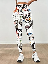 economico Animali Stampa-Per donna Leggings Punk Attivo Vacanza Lunghezza intera Vita Alta Grafico Animale Gatto Stampa 3D Asciugatura Rapida Traspirabilità Morbido Elasticizzato All&#039;aperto Casa Casual Nero Bianco Arcobaleno