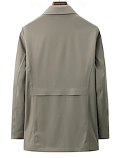 billiga Herrarnas Elite Ytterkläder-Herr Trenchcoat Formell Kontor Vår Höst Många årstider Polyester Ytterkläder Kläder Elegant Dagligen Ensfärgat Vik-över krage Enkelknäppt