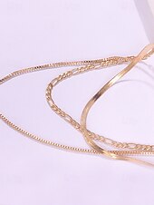 cheap Women&#039;s Necklace-Women&#039;s Gold Layered Chain Necklace – Alloy Choker Set, Trendy Minimalist Jewelry for Parties, Dates and Night Out