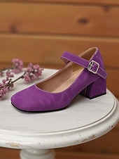 abordables Block Heels-Chaussures Mary Jane violettes à talons carrés pour femmes – Escarpins habillés en similicuir à bout rond avec bride réglable pour dames, idéales pour les sorties quotidiennes, les événements scolaires ou le bureau