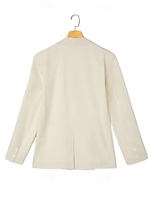  Da uomo Blazer di Lino Giacca Sportiva Casuale Quotidiano Vacanza Primavera & Estate Cotone e Lino Tinta unica Comodo Monopetto due bottoni Giacca Bianco Beige Azzurro chiaro