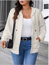 abordables veste à capuche-Femmes Veste Décontractée Confortable Respirant Avec Poches Mode Occasionnel Uni Occasionnel Tenue quotidienne Régulier À capuche Coupe régulière manche longue Vêtements d&#039;extérieur Bleu Ciel Noir