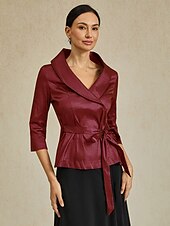 preiswerte Hosenanzüge für Mama-Zweiteilig Brautmutterkleid Elegant V Ausschnitt Knöchellänge Taft Dreiviertelarm mit Schärpe / Band Schleife(n) 2025