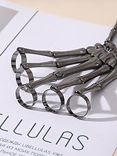 economico Accessori di Halloween-Bracciale da donna in lega di Halloween con scheletro a forma di mano – anelli regolabili in stile punk gotico per feste e cosplay