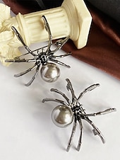 preiswerte Halloween-Zubehör-Halloween-Spinnenbrosche für Damen – schwarze Spinnennadel aus Legierung mit Kunstperle, Vintage-Schmuck im Gothic-Stil für Damen, ideal für Partys, Cosplay und Kostümzubehör