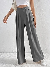 economico gamba larga e vita alta-Per donna Gamba larga Pantaloni Streetwear Casual Lungo Vita Alta Semplice Traspirabilità Morbido Micro-elastico Vacanza Streetwear Abbigliamento quotidiano Nero Rosa Blu chiaro Albicocca Autunno