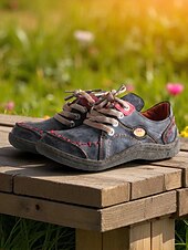 abordables Baskets femme-Chaussures décontractées à lacets en cuir violet pour femmes – Chaussures rétro confortables faites à la main pour le quotidien, les voyages et les activités de plein air