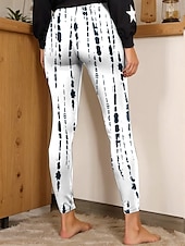 economico Arte &amp; Design Stampa-Per donna Leggings Vacanza Vintage Moda Lungo Vita Alta Grafico A righe Stampa Morbido Traspirante Elasticizzato Vacanza Casuale Quotidiano Blu Bianco-nero Azzurro chiaro Grigio Estate Primavera