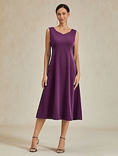 cheap Cocktail Dress-Women&#039;s Midi Dress Sheath Dress A Line Dress Elegant Wedding Party Wedding Guest Regular Fit Solid Color Sleeveless V Neck Gray Pink Black Burgundy Navy Blue Summer Spring Fall Winter