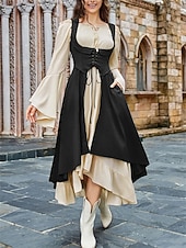 cheap Dresses-Medieval Renaissance Cocktail Dress Cosplay Costume Prom Dresses Viking Outlander Fancy Dress Women's Celtic Pirate Fantasy Masquerade LARP Ren Faire Festival Adults' Dress