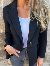 economico Cappotti Invernali-Per donna Cappotto Invernale Giacca Casual Caldo Confortevole Tasca Bottoni Casual Semplice Uscire Casual Quotidiano Monopetto Regolare Collo ripiegato Vestibilità regolare Manica Lunga Capispalla