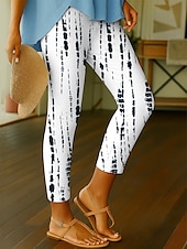 economico Arte &amp; Design Stampa-Per donna Leggings Vacanza Vintage Moda Lungo Vita Alta Grafico A righe Stampa Morbido Traspirante Elasticizzato Vacanza Casuale Quotidiano Blu Bianco-nero Azzurro chiaro Grigio Estate Primavera