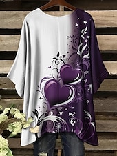 levne Květinové topy-Dámské Halenka Květinový Grafika Elegantní Vinobraní Denní Poloviční rukáv Netopýří rukávy Tričkový Běžné topy Denní Dovolená Oblečení na dovolenou Černá Světlá růžová Rubínově červená Fialová Léto