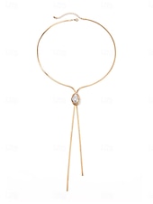 お買い得  レディースネックレス-不規則なパールペンダントが付いたレディースのロングゴールドラリアットネックレス。デートやパーティー、イブニングウェアにぴったりのエレガントなステートメントジュエリーです。