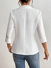 abordables Blazers et Costumes-Femmes Blazer Confortable Respirant Avec Poches Occasionnel Uni Bureau Rue Occasionnel Tenue quotidienne Simple Boutonnage Régulier Col Rabattu Coupe régulière manche longue Vêtements d&#039;extérieur