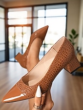 preiswerte Block Heels-Marineblaue Pumps aus Lackleder mit Blockabsatz für Damen – elegante Schuhe mit Krokodilprägung und spitzer Spitze fürs Büro, Partys und formelle Anlässe