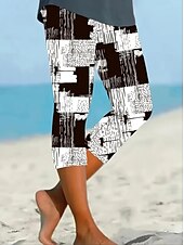 billige Kunst og design trykk-Dame Leggings Ferie Årgang Etnisk stil Capris Høy Midje Grafisk Abstrakt comfy Utendørs Bekvem Elastisk utendørs Feriereise Avslappet Svart Sommer Vår Mager