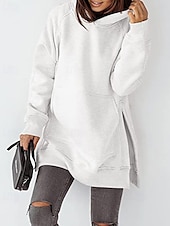 billige Enkle topper-Dame Pullover hettegenser-genser عادي Gatemote Fritid Langermet Med hette Vanlige topper Gate Ferie Lomme Svart Rosa Vin Beige Lyseblå Vinter