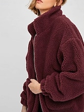 abordables Sweatshirts Flous-Femmes Sweats zippés Uni Occasionnel manche longue Col roulé Hauts Réguliers Rue Fête Sortir Fermeture éclair Avec Poches Noir Blanche Rouge Kaki Automne Hiver