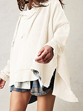 economico Felpe e Sweatshirt Texturizzati-Per donna Felpa con cappuccio Semplice Moderno Casual Manica Lunga Con Cappuccio Top Regolari Ferie Uscire Tasca Nero Blu Viola Marrone Beige Autunno