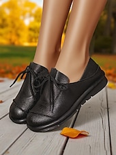 abordables Chaussures sans lacet et mocassins femme-Chaussures décontractées à lacets marron foncé pour femmes, chaussures plates souples et confortables, idéales pour les promenades quotidiennes, les sorties décontractées et les voyages