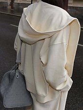 abordables Survêtements pour femmes-Femmes Mode Streetwear Survêtement Ensembles de Pantalons manche longue À capuche Uni Fermeture éclair Tenue quotidienne Date Rose Claire Rouge Bordeaux Beige Printemps &amp; Automne Coupe régulière