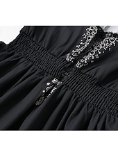 cheap Boho Dress-Women&#039;s Mini Dress Boho Dress Western Dress Fashion Classic Outdoor Vacation Holiday Regular Fit Flower Short Sleeve V Neck Black Dark Blue Summer