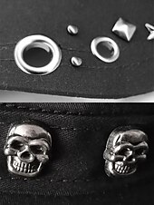 billiga Halloween-tillbehör-Militärkeps i bomull med dödskalle – justerbar halloweenhatt i punkrockstil för cosplay, fester och avslappnad streetwear