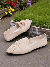 abordables Chaussures sans lacet et mocassins femme-Chaussures à enfiler Flyknit Bow pour femmes – Chaussures plates décontractées, légères et respirantes pour un usage quotidien, les pique-niques dans le jardin et les rassemblements en plein air