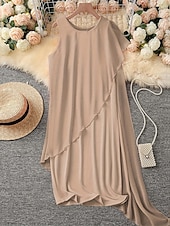 abordables Robes en chiffon-Femmes Mini Robe Robe Décontractée Robe en Chiffon Robe d&#039;été Robe Nuisette Mode Moderne Quotidien Plage Week-end Coupe régulière Uni Sans manches Col ras du cou Noir Rose Claire Violet Kaki Été