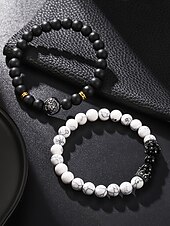 preiswerte Herrenschmuck-Herren Armband Armband-Set Schwarz-Weiß Naturstein Legierung Personalisierte Retro Ethnisch