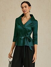 preiswerte Hosenanzüge für Mama-Zweiteilig Brautmutterkleid Elegant V Ausschnitt Knöchellänge Taft Dreiviertelarm mit Schärpe / Band Schleife(n) 2025